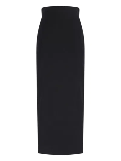 Rick Owens Wool Blend Maxi Skirt In Black