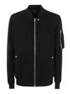 Rick Owens Zipped Bomber Jacket With Arm Pocket In Black Cotton In Negro