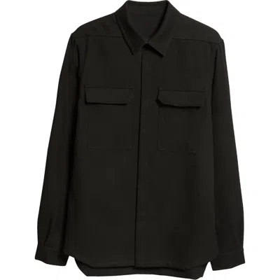 Rick Owens Wool Button-up Shirt In Black