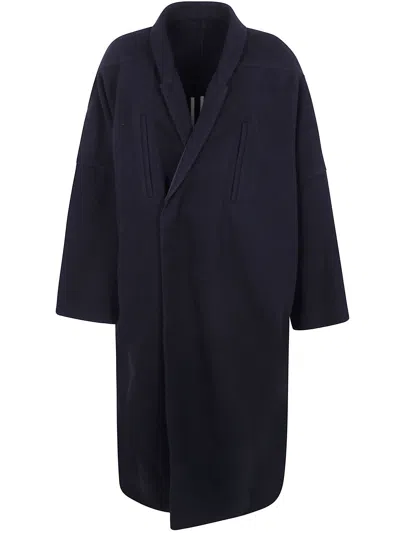 Rick Owens Wool Coat "poiret" In Blue