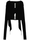 Rick Owens Cropped Wrap-design Cardigan In Black