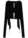 Rick Owens Cropped Wrap-design Cardigan In Black