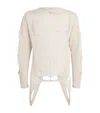 Rick Owens Torn Ivory Sweater In Wool In Ivory