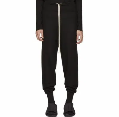 Pre-owned Rick Owens Wool Drawsting Long Lounge Pants In Black