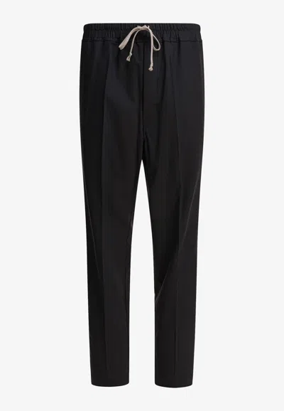 Rick Owens Wool Drawstring Pants In Black