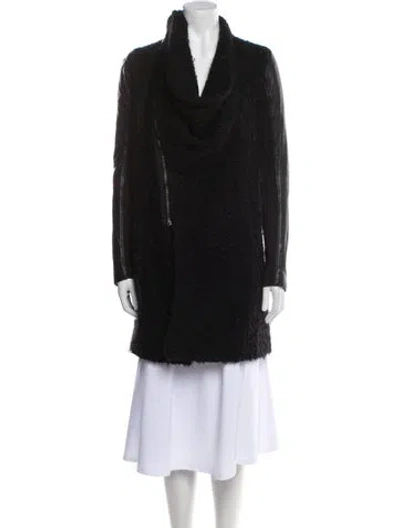 Pre-owned Rick Owens Wool Faux Fur Coat In Black