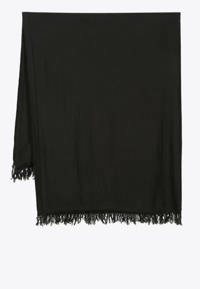 Rick Owens Wool Fringed Scarf In Black