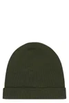 Rick Owens Ribbed Wool Hat Folded Cuff In Green