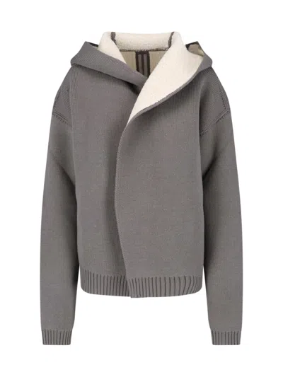 Rick Owens Wool Hooded Jacket In Gray