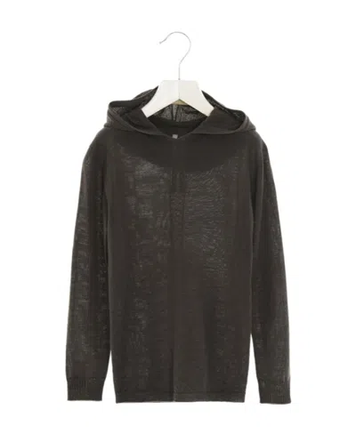 Rick Owens Wool Hooded Sweater In Black