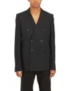Rick Owens Double-breasted Stretch-wool Blazer In Black