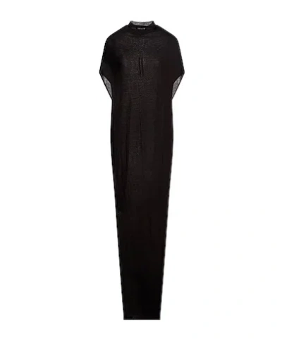 Rick Owens Wool Knit Bodycon Dress In Black