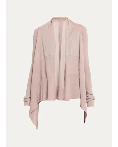 Rick Owens Wool Knit Long Medium Wrap Cardigan In Rose