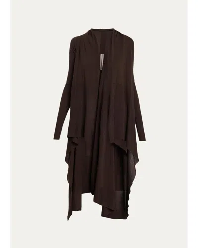 Rick Owens Wool Knit Long Wrap Cardigan In Grease