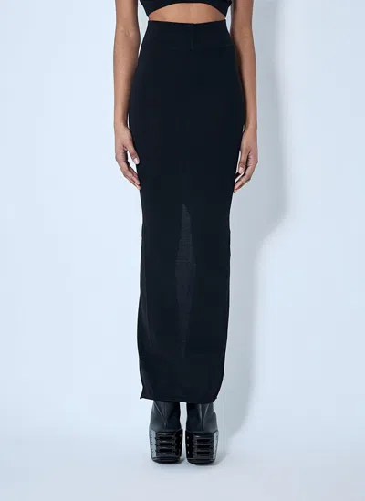 Rick Owens Wool Knit Maxi Skirt In Black