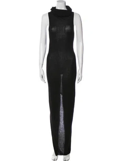 Pre-owned Rick Owens Wool Long Dress In Black