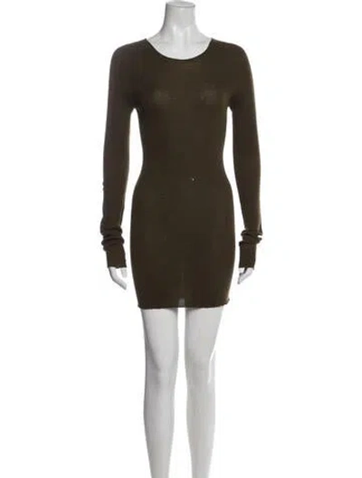 Pre-owned Rick Owens Wool Mini Dress In Green