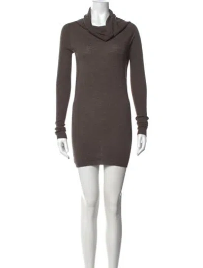 Pre-owned Rick Owens Wool Mini Dress In Neutrals