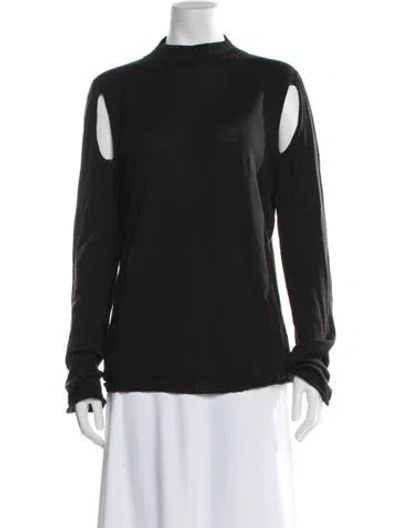Pre-owned Rick Owens Wool Mock Neck Sweater In Black