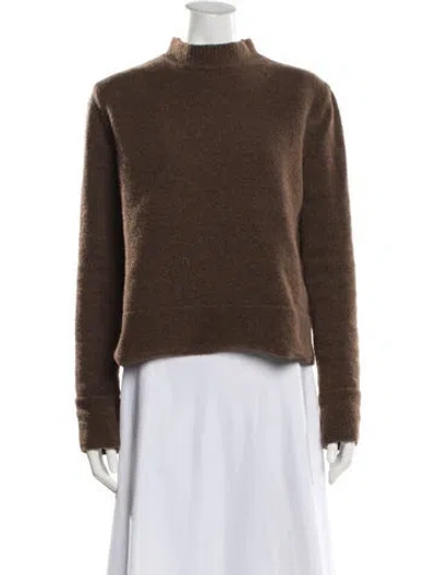 Pre-owned Rick Owens Wool Mock Neck Sweater In Brown