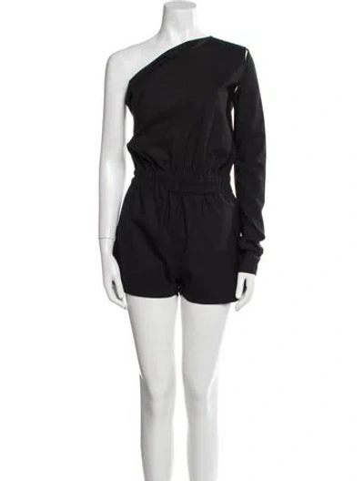 Pre-owned Rick Owens Wool One-shoulder Romper In Black