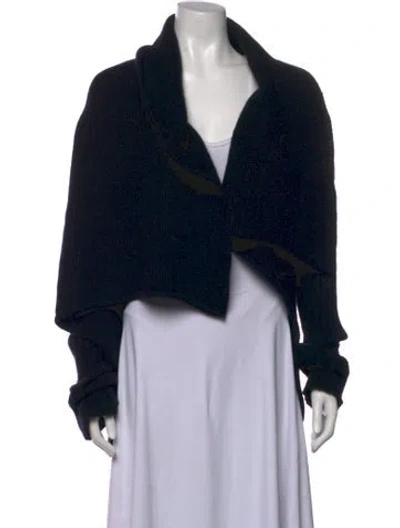 Pre-owned Rick Owens Wool Open Front Sweater In Black