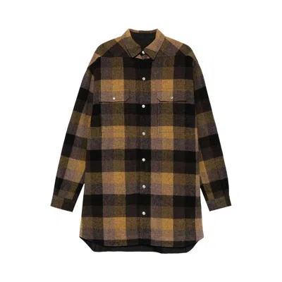 Pre-owned Rick Owens Wool Outershirt 'honey Plaid' | Multi-color | Men's Size 54