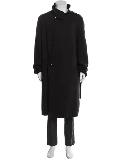 Pre-owned Rick Owens Wool Overcoat In Black