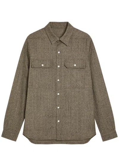 Rick Owens Wool Overshirt In Green