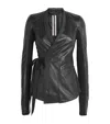 Rick Owens Wool-panel Hollywood Leather Jacket In Black