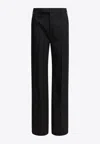 Rick Owens Wool Pinstripe Tailored Pants In Black