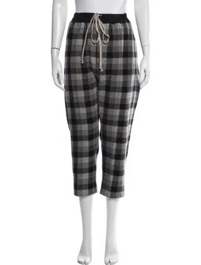 Pre-owned Rick Owens Wool Plaid Print Sweatpants In Grey