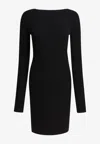 Rick Owens Wool Sheath Dress With Cut-out In Black