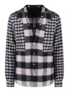 Rick Owens Checked Shirt With V-neckline And Snap Button Closure In Black