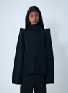 Rick Owens Wool Shoulder Pad Sweater In Brown