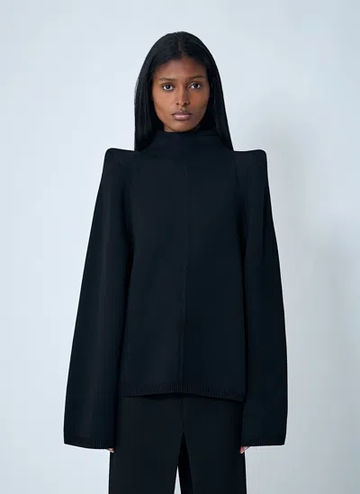Rick Owens Wool Shoulder Pad Sweater In Brown