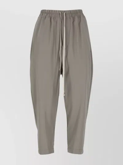 Rick Owens Wool Straight Cropped Trousers In Gray