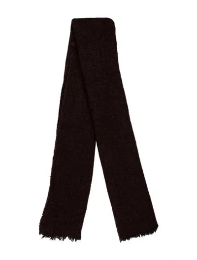 Pre-owned Rick Owens Wool Striped Scarf In Burgundy