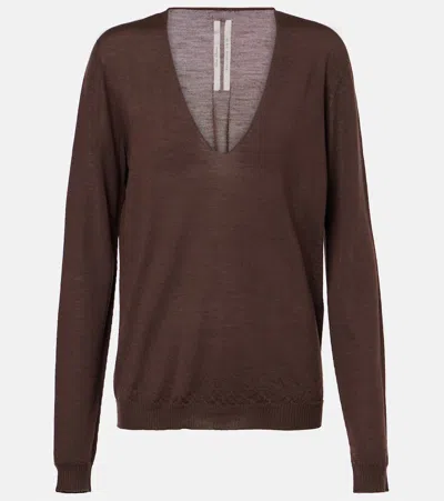 Rick Owens Wool Sweater In Brown