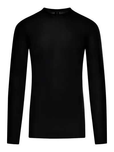 Rick Owens Wool Sweater In Semi-transparent Fabric In Black