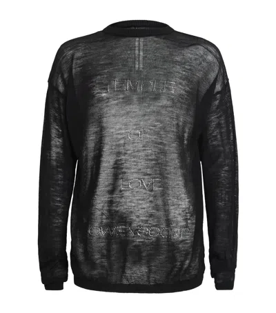 Rick Owens Wool Temple Sheer Sweater In Black