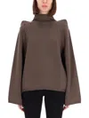 Rick Owens High Neck Long Sleeve Top With Shoulder Detail In Brown