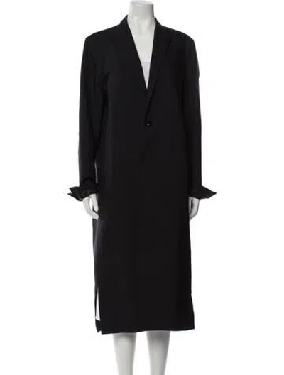 Pre-owned Rick Owens Wool Trench Coat In Black