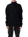 Rick Owens Relaxed Fit Ribbed Turtleneck Sweater In Black