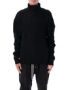 Rick Owens Relaxed Fit Ribbed Turtleneck Sweater In Black
