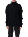 Rick Owens Relaxed Fit Ribbed Turtleneck Sweater In Blue