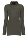 Rick Owens Ribbed Knit Turtleneck Sweater In Wool In Gray