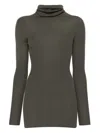 Rick Owens Ribbed Knit Turtleneck Sweater In Wool In Gray