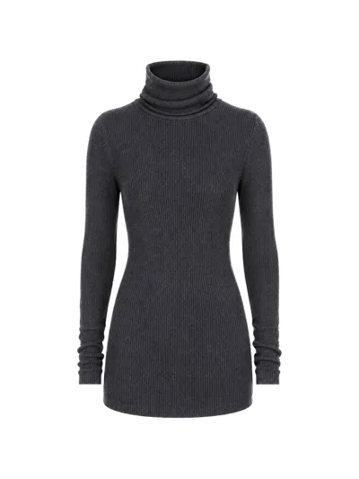 Rick Owens Wool Turtle Neck Sweater In Gray