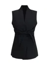 Rick Owens Wool Vest With Tie Waist And Shawl Collar In Black